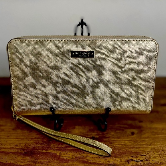 kate spade Bags Nwot Gold Kate Spade Zip Wristlet Case Wallet